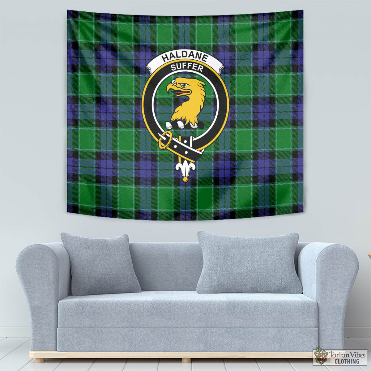 Haldane Tartan Tapestry Wall Hanging and Home Decor for Room with Family Crest - Tartan Vibes Clothing