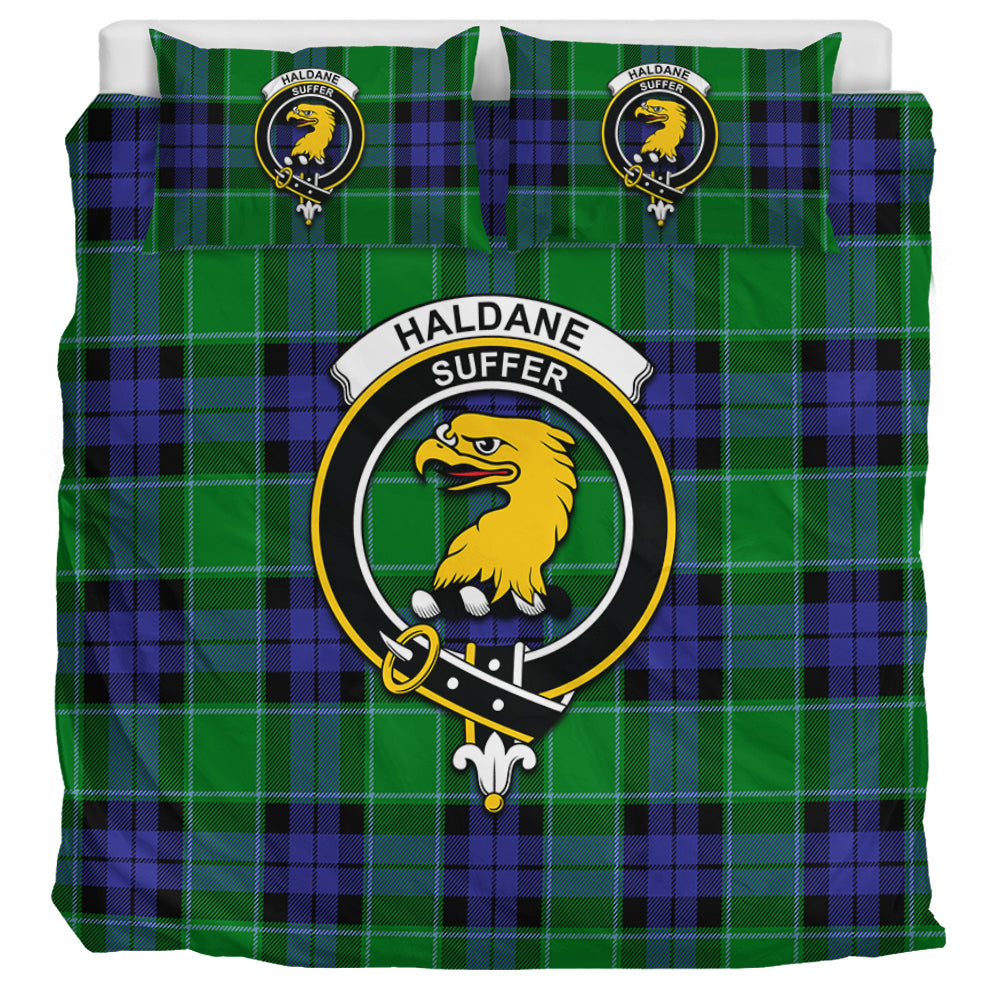 Haldane Tartan Bedding Set with Family Crest UK Bedding Set UK Super King 104*94 inch - Tartan Vibes Clothing