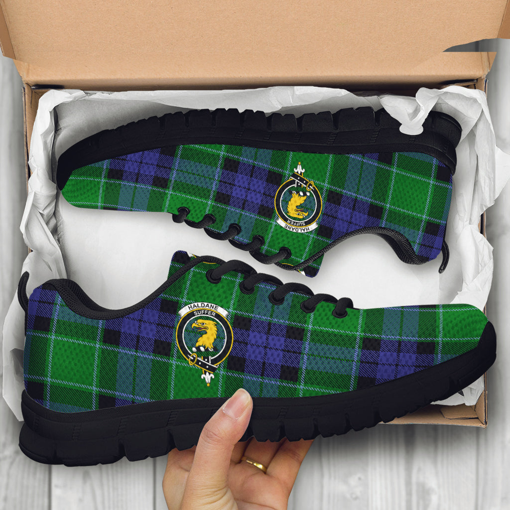 Haldane Tartan Sneakers with Family Crest - Tartan Vibes Clothing