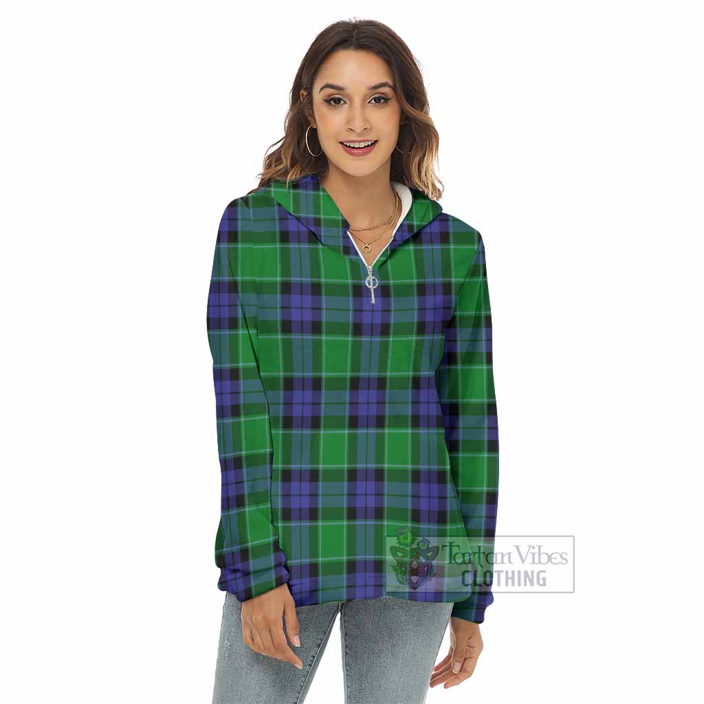 Haldane Tartan Women's Borg Fleece Hoodie with Half Zip - Tartan Vibes Clothing