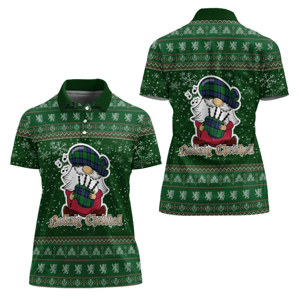 Haldane Clan Christmas Family Polo Shirt with Funny Gnome Playing Bagpipes - Tartanvibesclothing