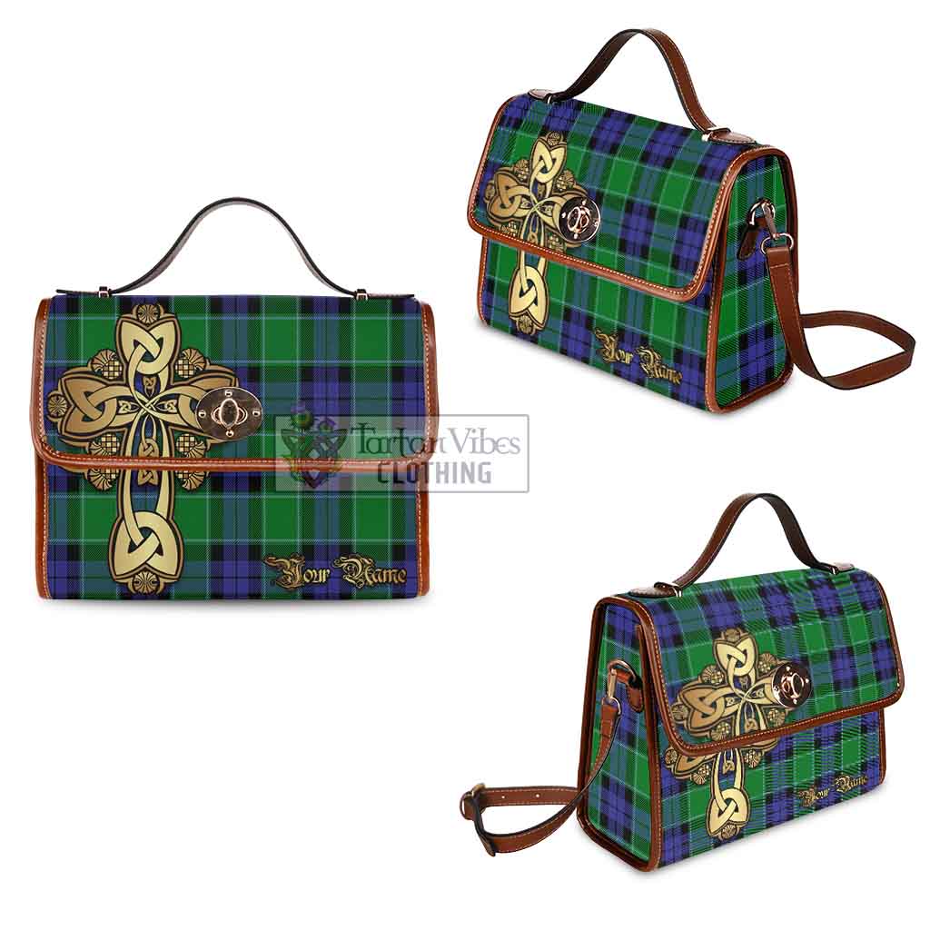 Tartan Vibes Clothing Haldane Tartan Waterproof Canvas Bag Golden Thistle Celtic Cross Style