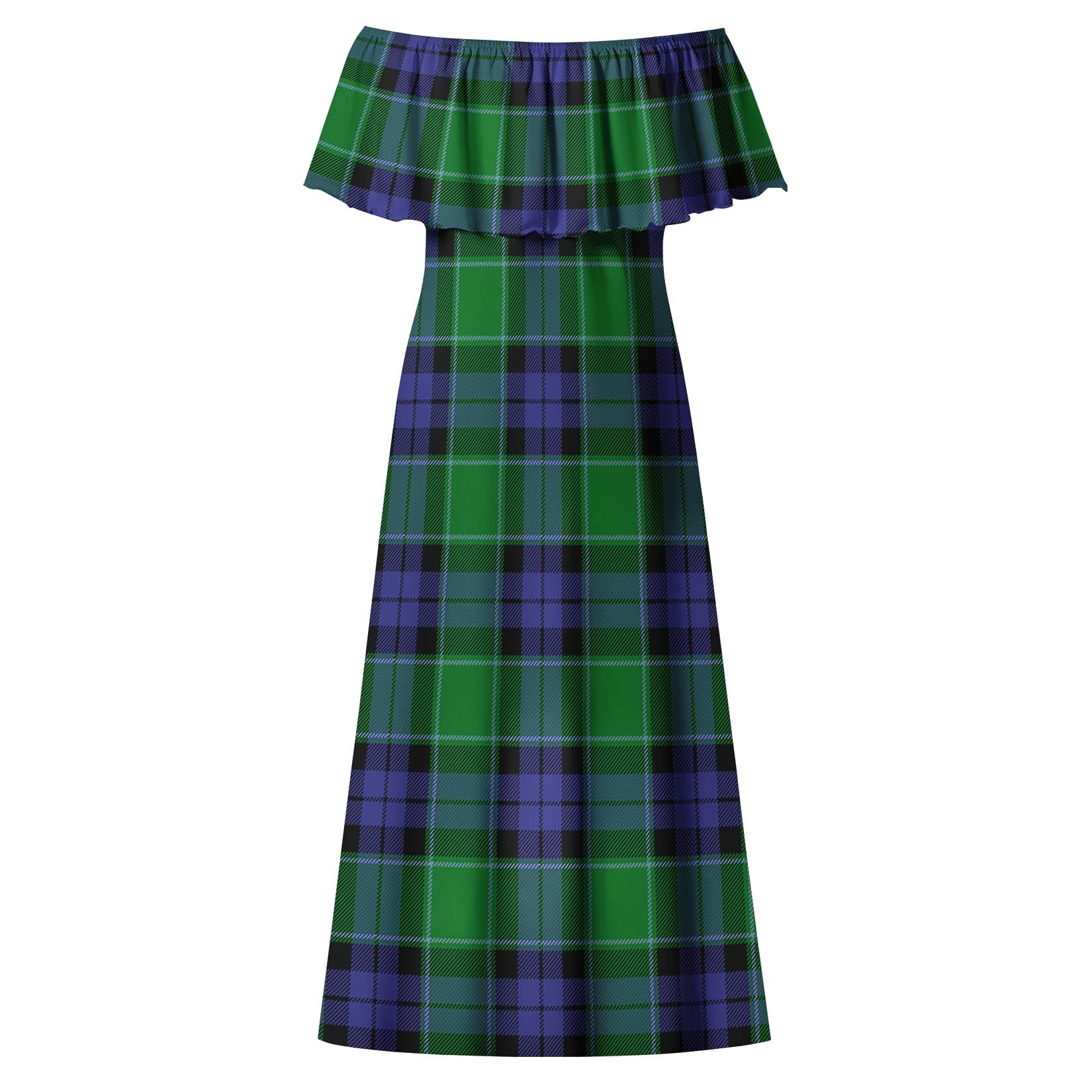 Haldane Tartan Off Shoulder Long Dress - Tartan Vibes Clothing