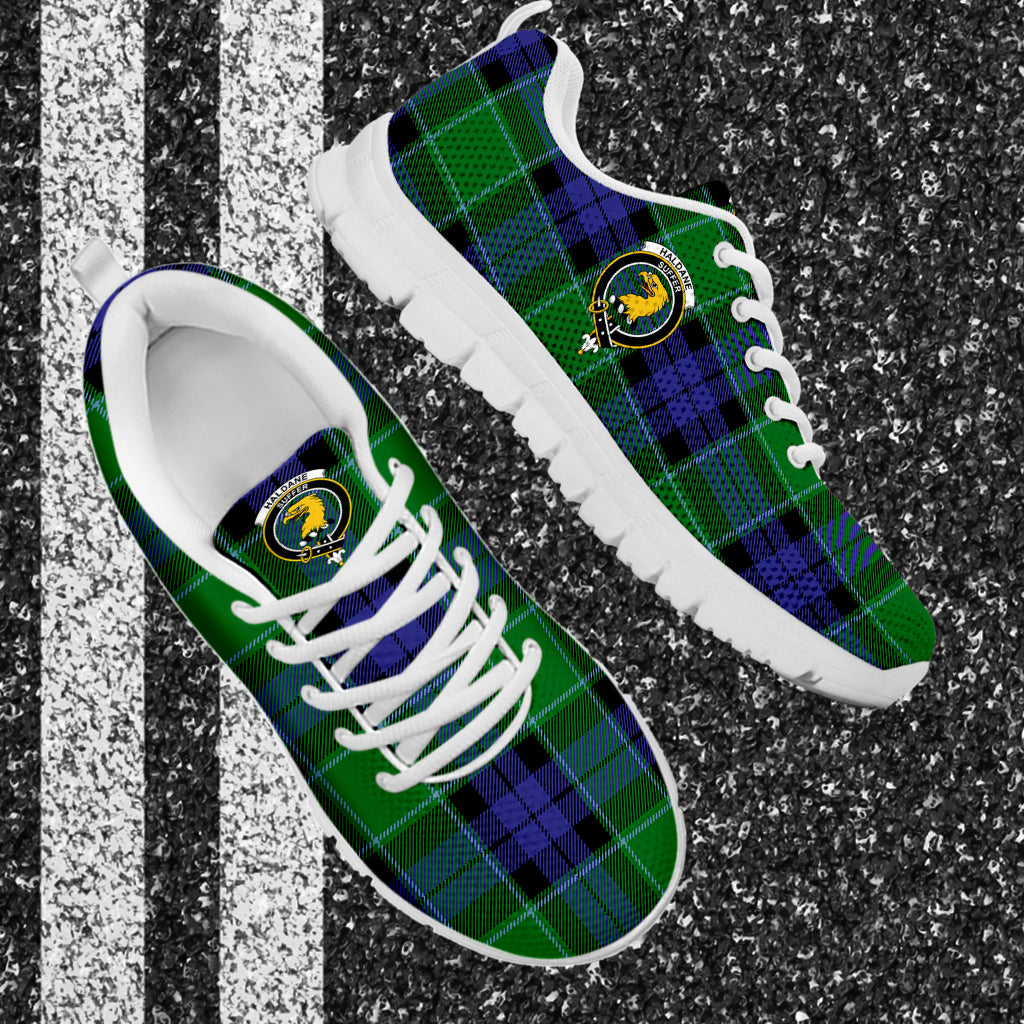 Haldane Tartan Sneakers with Family Crest - Tartan Vibes Clothing