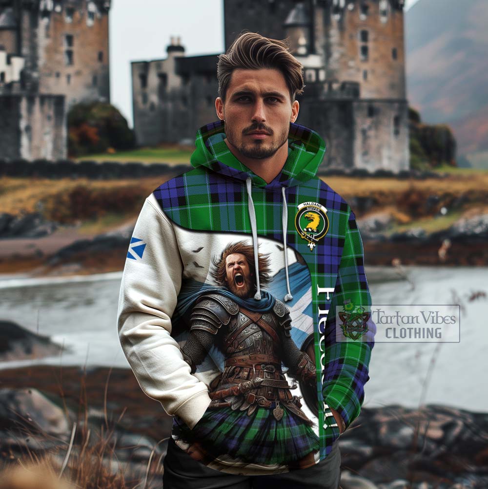 Tartan Vibes Clothing Haldane Crest Tartan Cotton Hoodie Inspired by the Freedom of Scottish Warrior