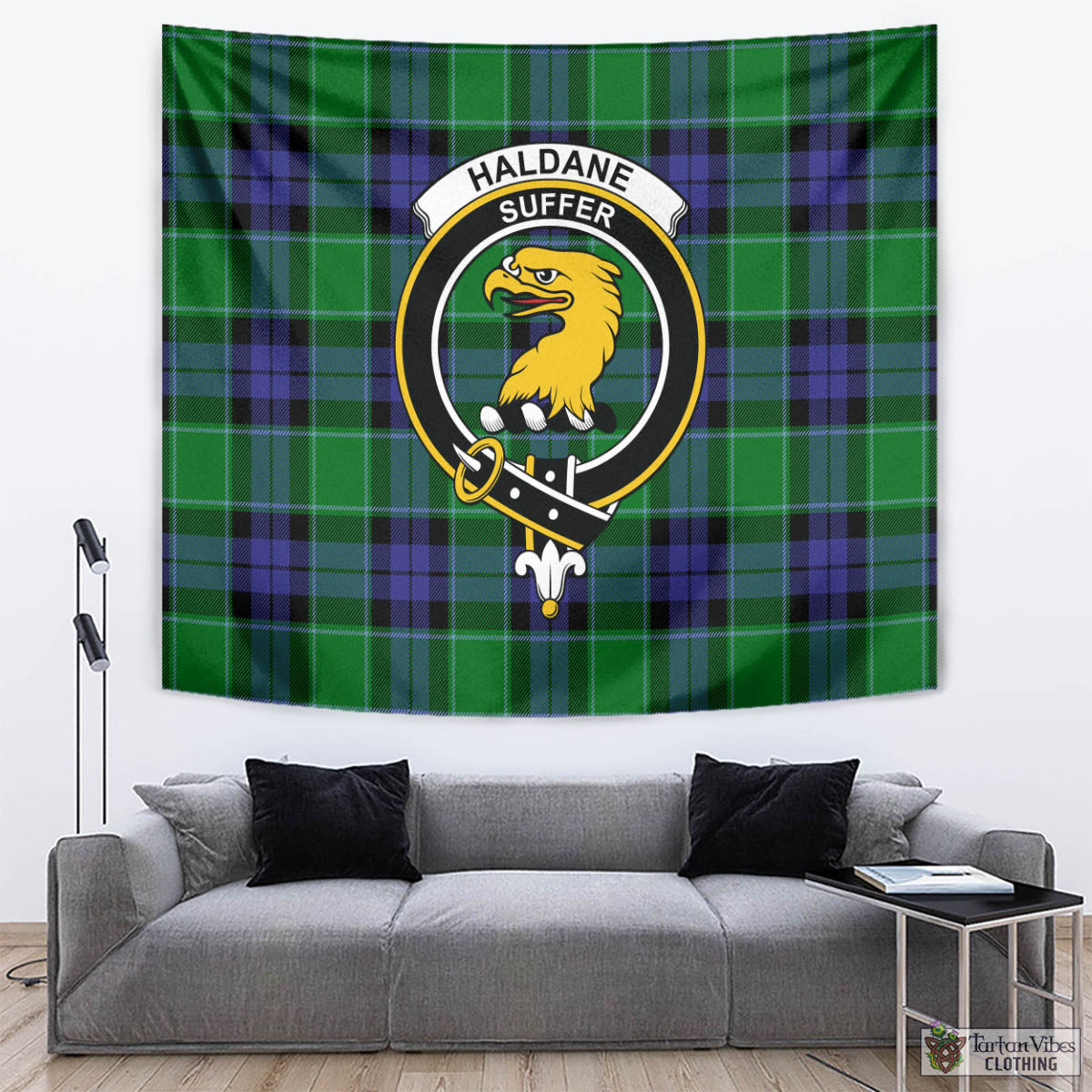 Haldane Tartan Tapestry Wall Hanging and Home Decor for Room with Family Crest - Tartan Vibes Clothing
