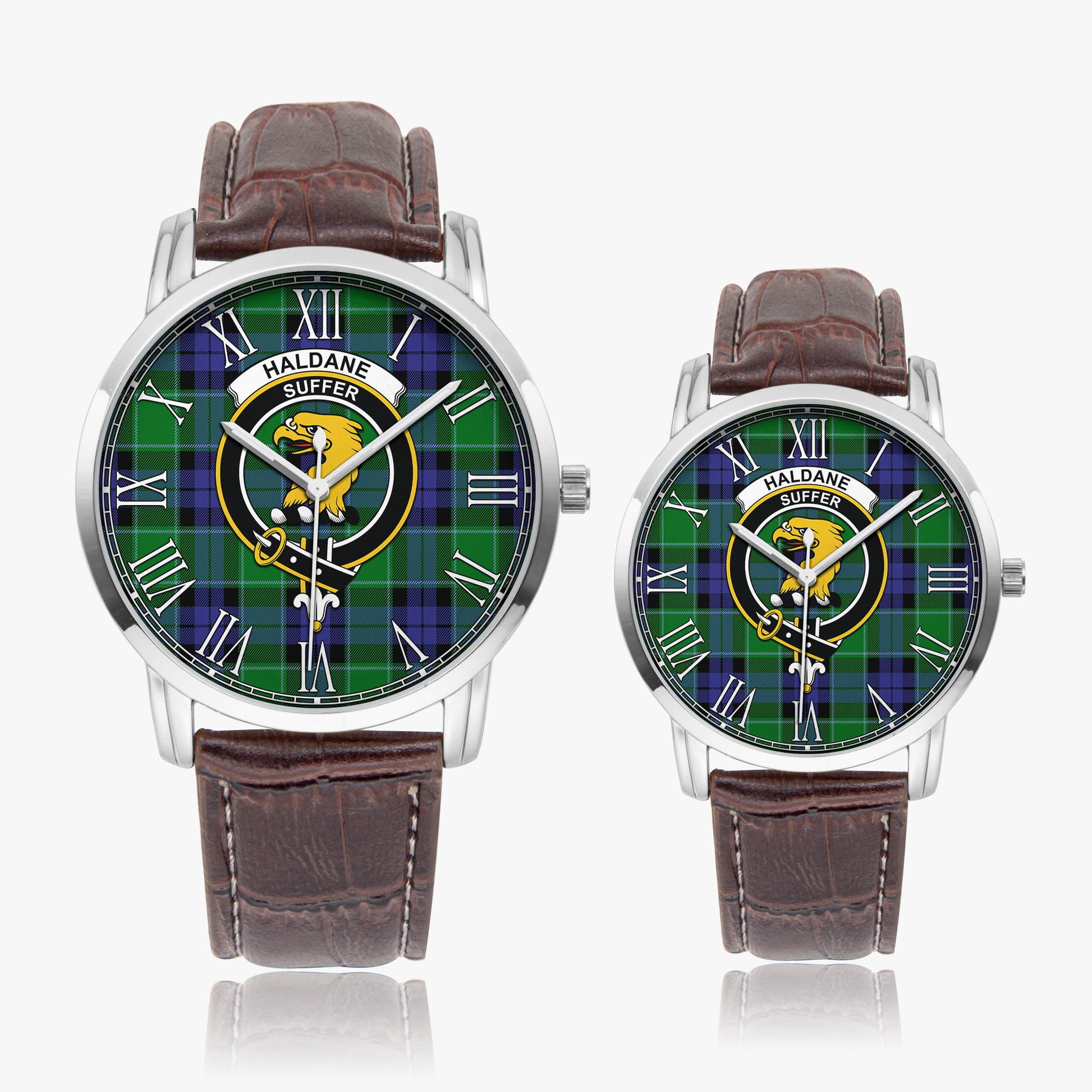 Haldane Tartan Family Crest Leather Strap Quartz Watch - Tartan Vibes Clothing