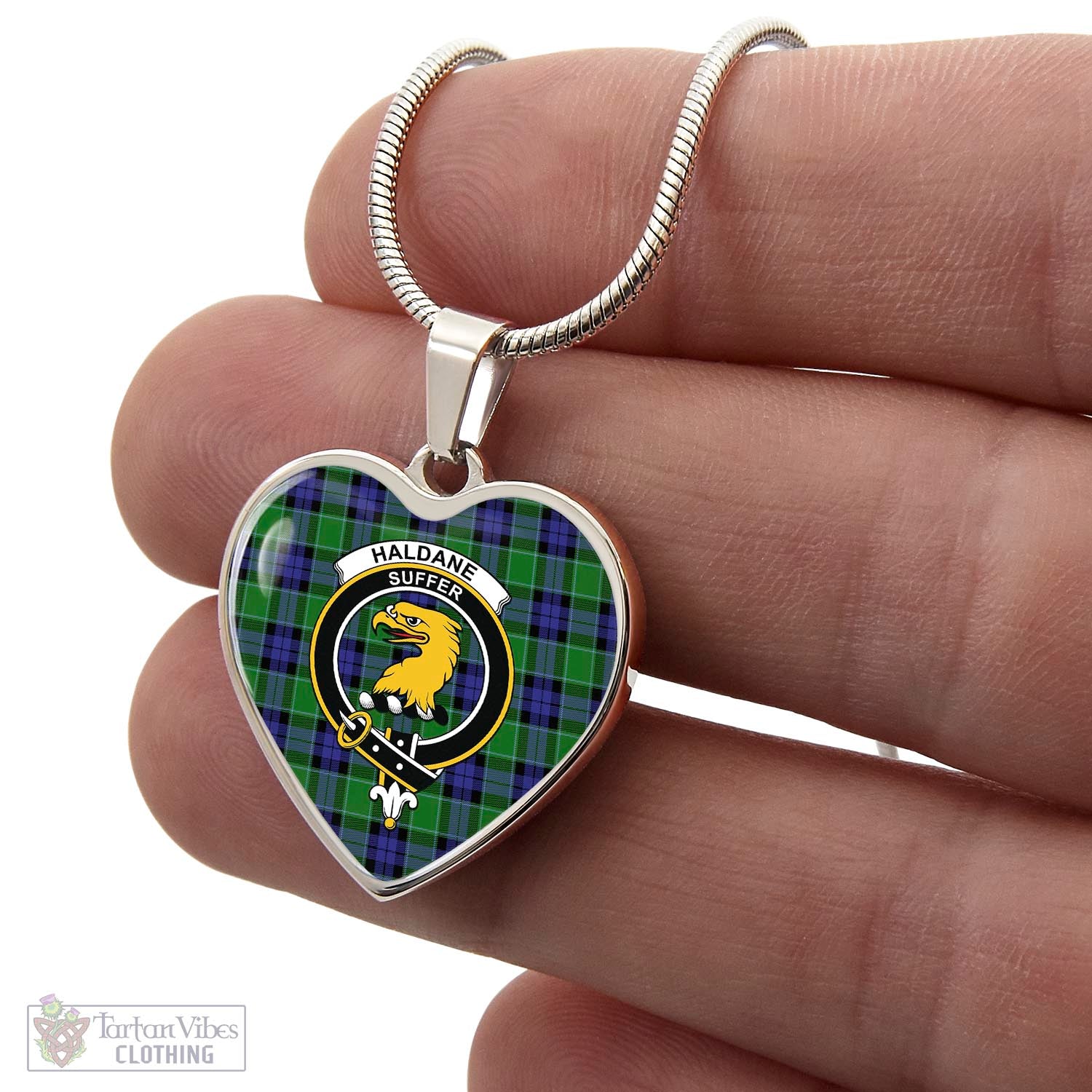Haldane Tartan Heart Necklace with Family Crest - Tartan Vibes Clothing