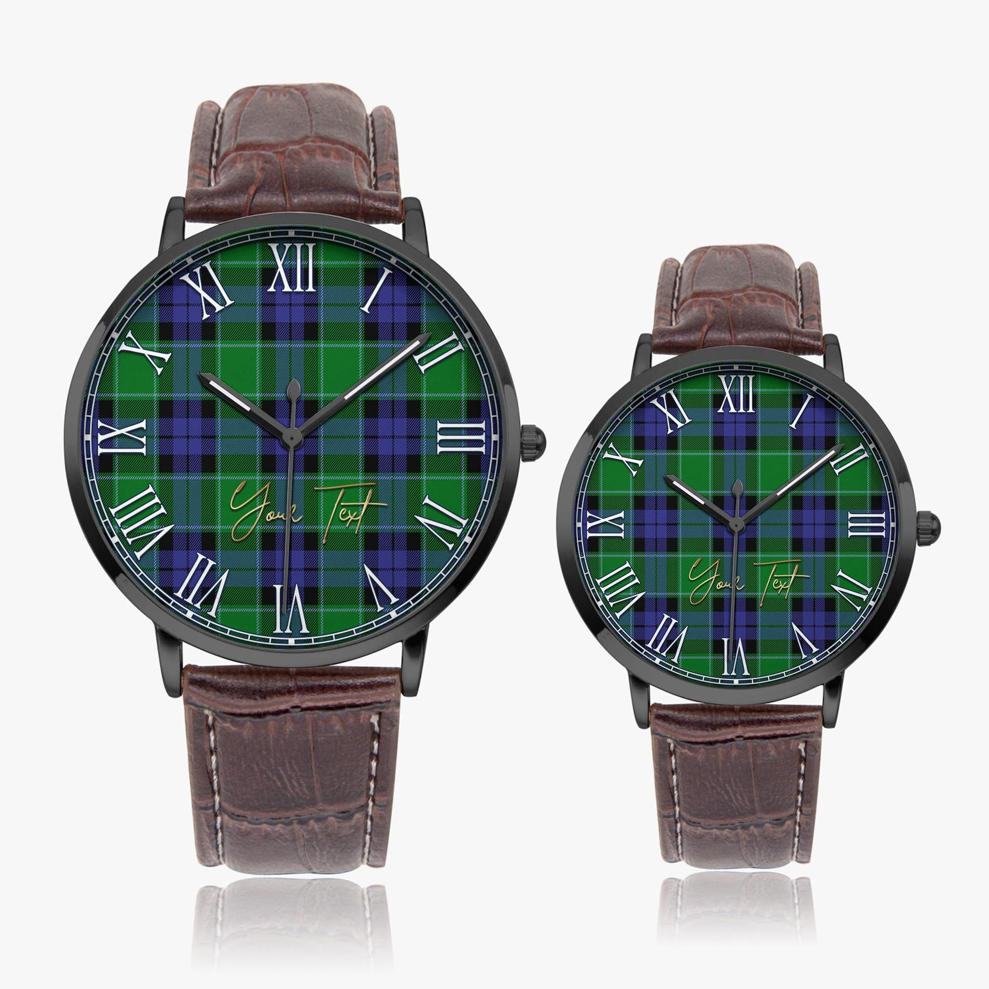 Haldane Tartan Personalized Your Text Leather Trap Quartz Watch - Tartan Vibes Clothing
