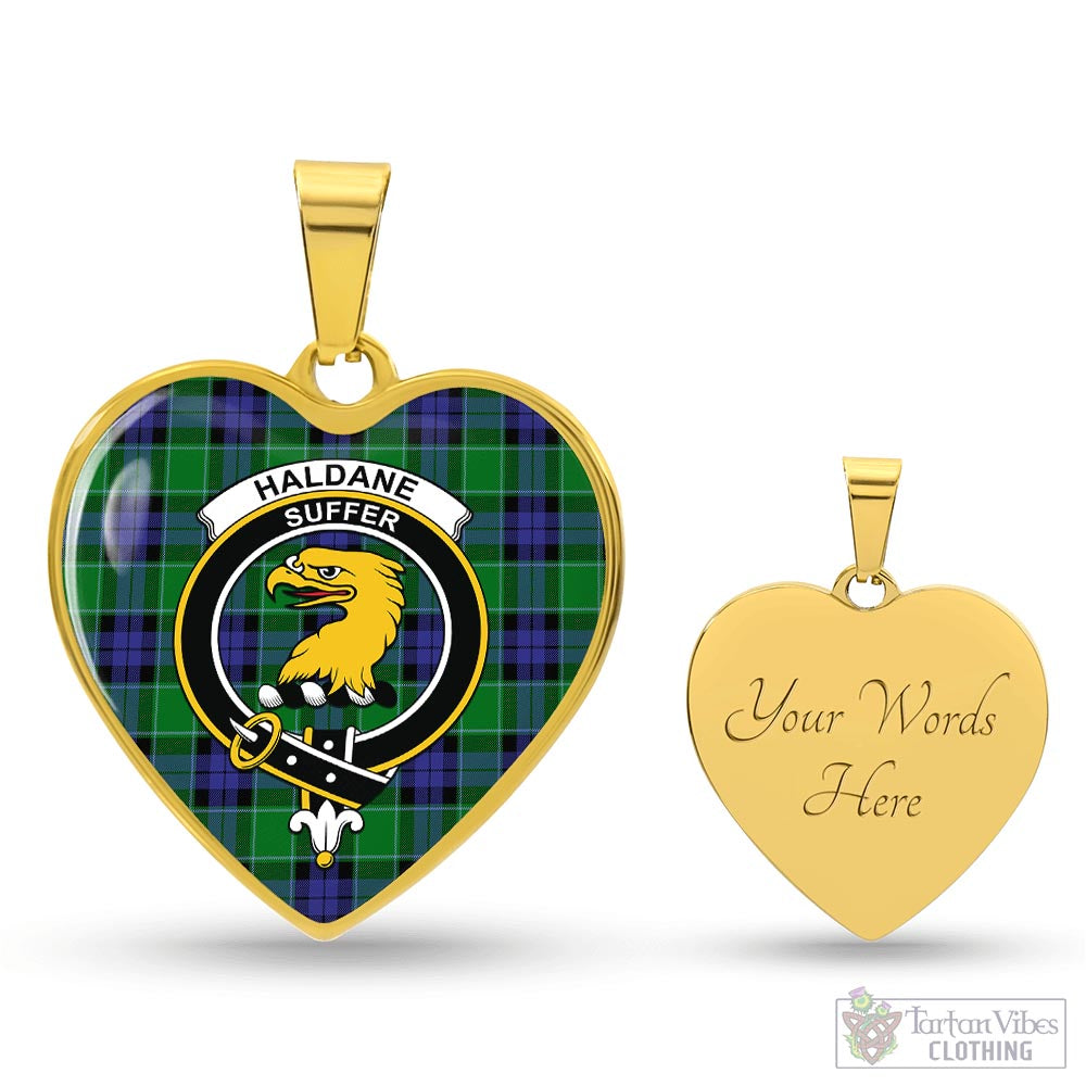 Haldane Tartan Heart Necklace with Family Crest Luxury Necklace (Gold) Yes - Tartan Vibes Clothing