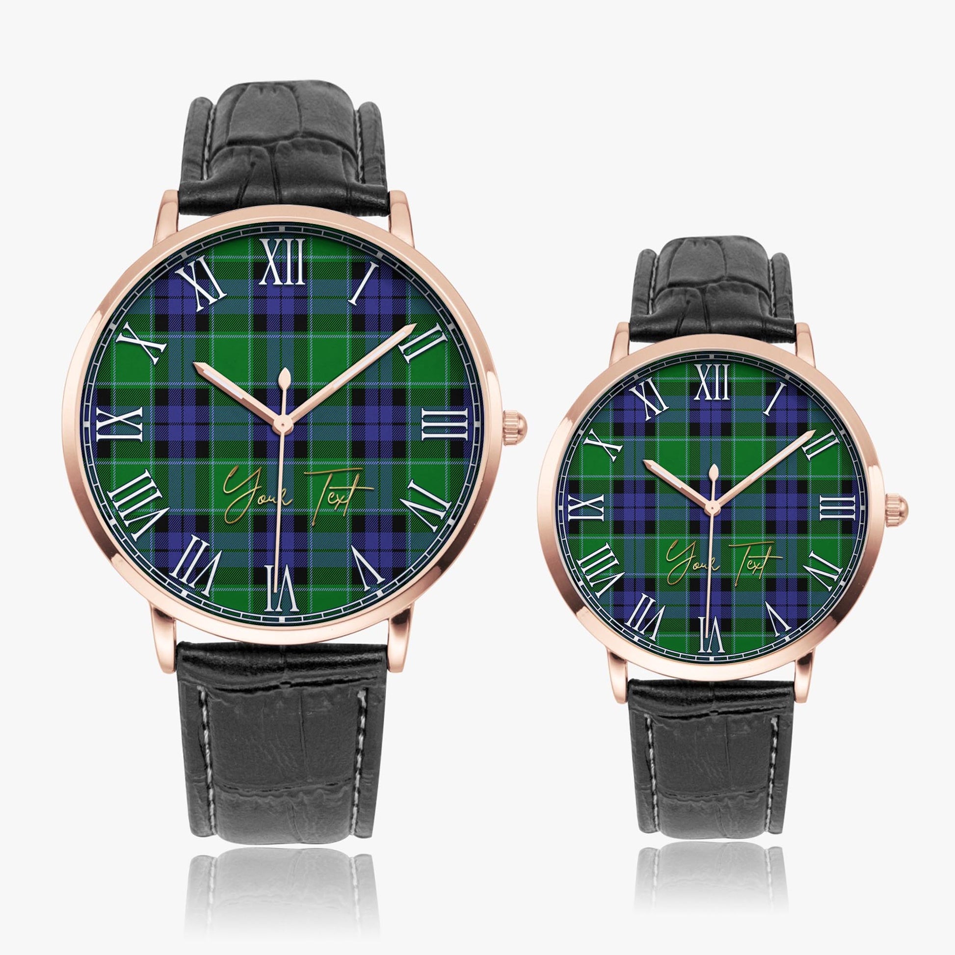 Haldane Tartan Personalized Your Text Leather Trap Quartz Watch - Tartan Vibes Clothing