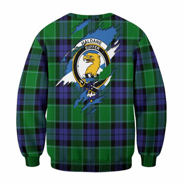 Haldane Clan Crest In Me Tartan Sweatshirt Scotland Flag Style