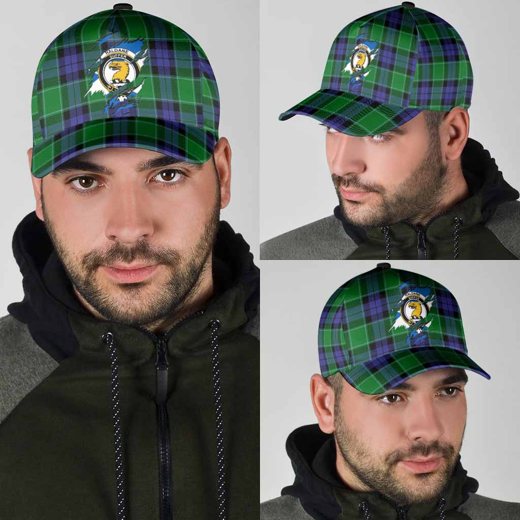 Haldane Tartan Classic Cap with Family Crest In Me Style