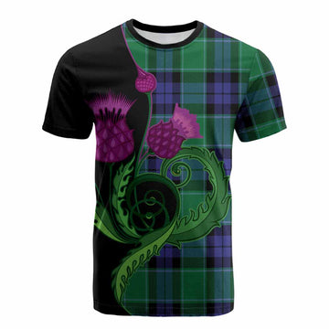 Haldane Tartan Cotton T-shirt Traditional Scottish Thistle