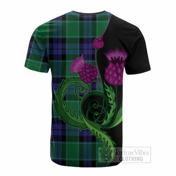 Haldane Tartan Cotton T-shirt Traditional Scottish Thistle