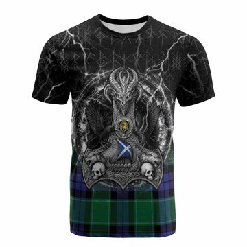 Haldane Tartan Crest Cotton T-shirt Celtic Odin's Raven Legacy