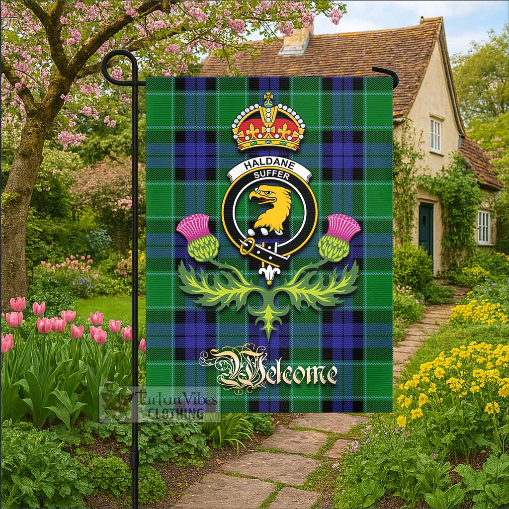 Haldane Tartan Family Crest Garden Flag Royal Thistle Welcome Style - Tartan Vibes Clothing