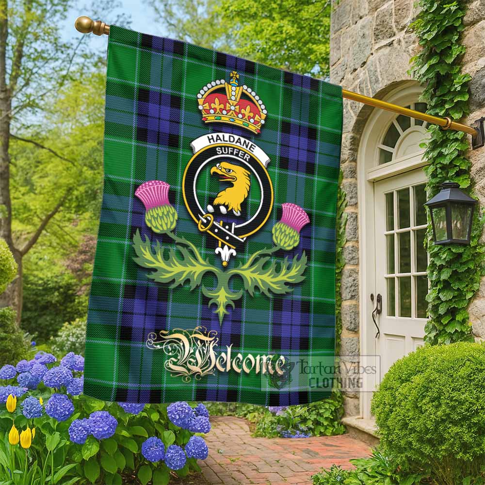 Haldane Tartan Family Crest Garden Flag Royal Thistle Welcome Style - Tartan Vibes Clothing