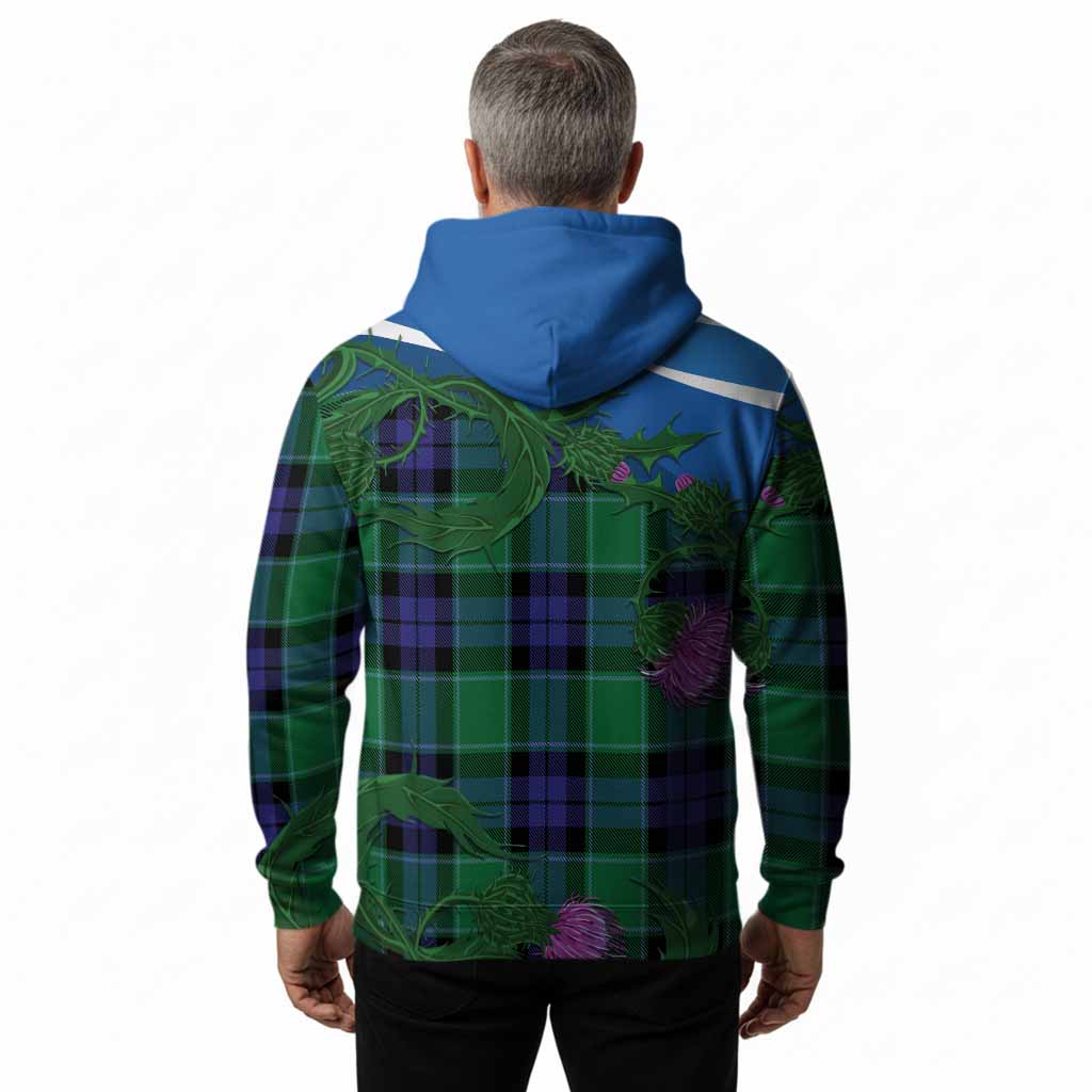 Haldane Tartan Family Crest Hoodie Thistle in Minimalism