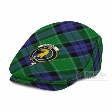 Haldane Tartan Flat Cap, Jeff Cap Cross Style with Family Crest