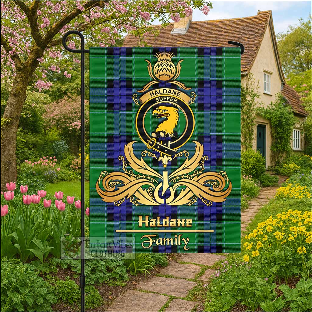 Haldane Tartan Garden Flag with Highland Thistle Cherish Family Crest Style - Tartan Vibes Clothing