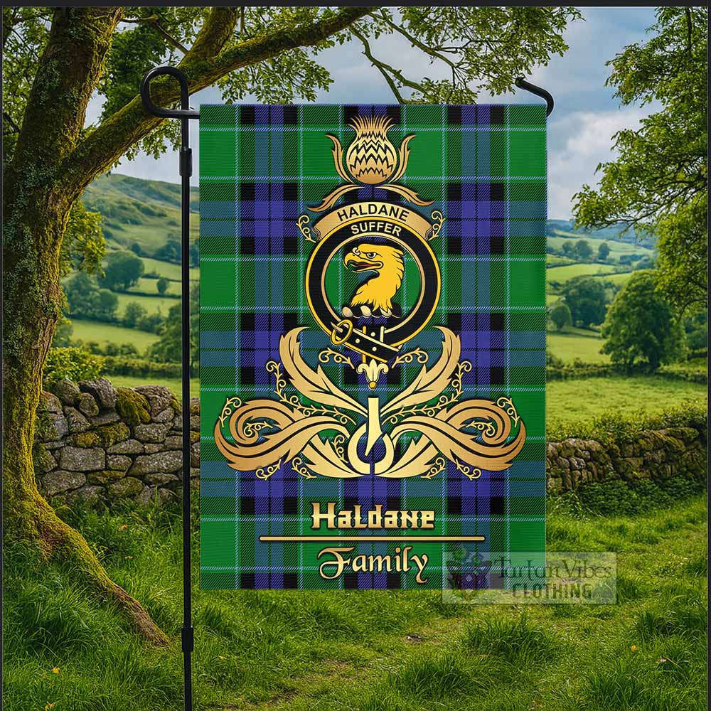 Haldane Tartan Garden Flag with Highland Thistle Cherish Family Crest Style - Tartan Vibes Clothing