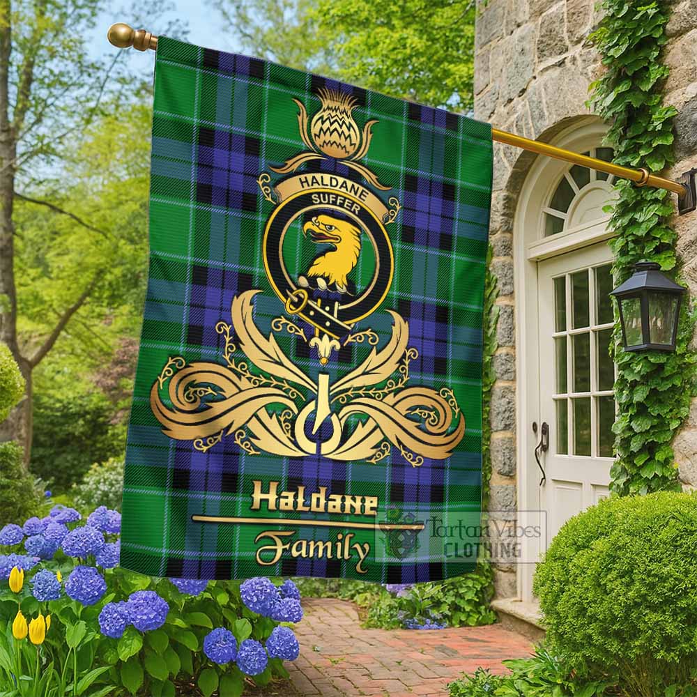 Haldane Tartan Garden Flag with Highland Thistle Cherish Family Crest Style - Tartan Vibes Clothing
