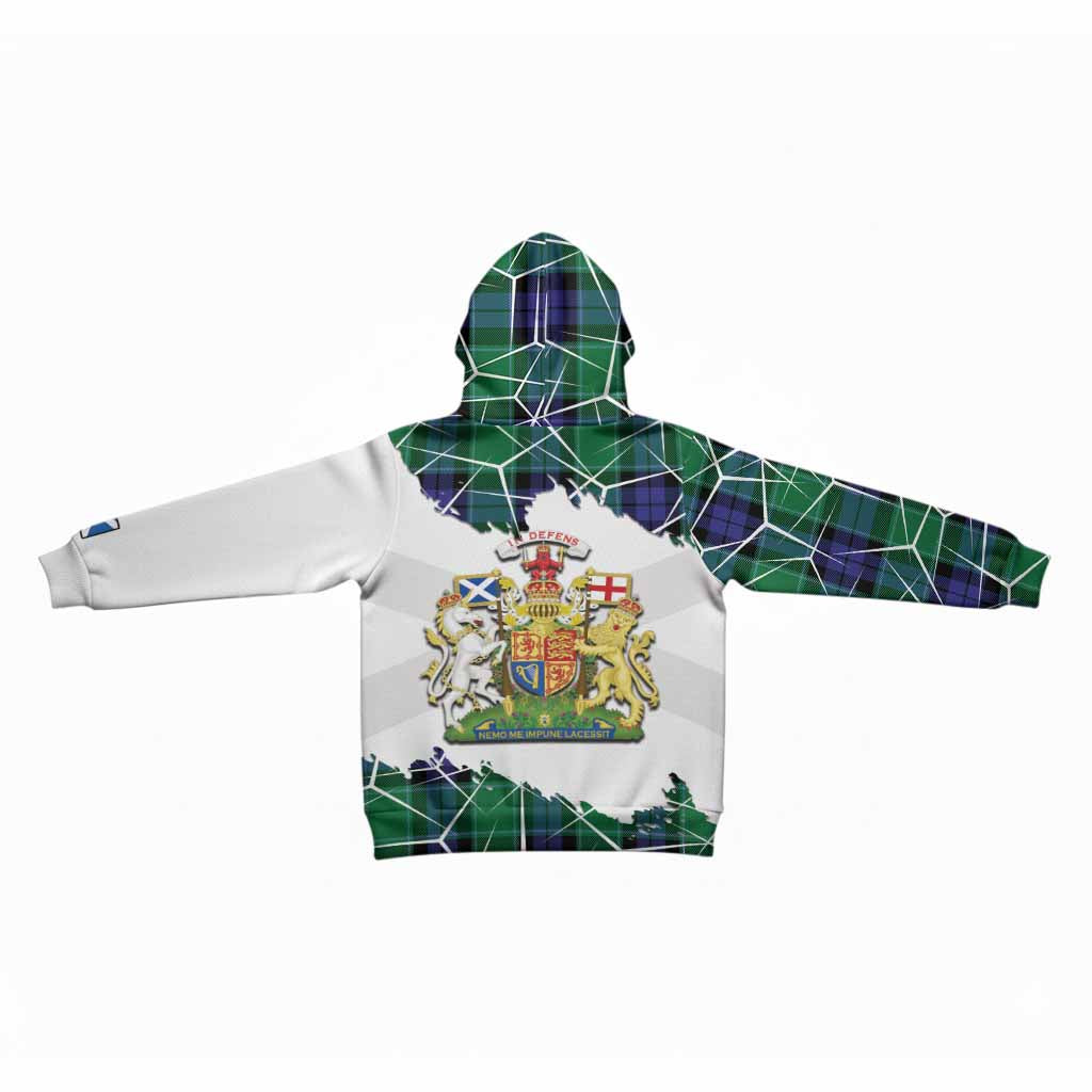 Haldane Tartan Kid Hoodie with Family Crest and Lion Rampant Grunge Style