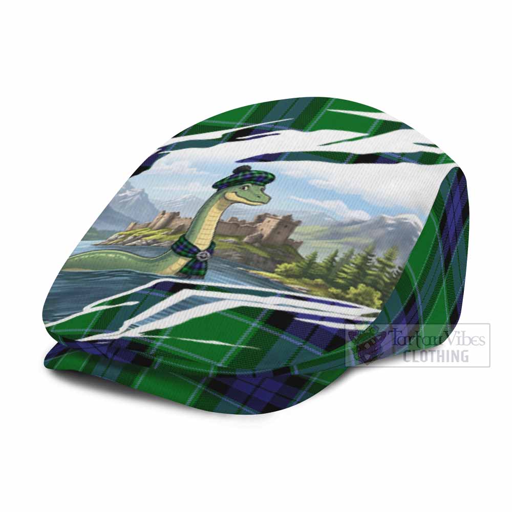 Haldane Tartan Loch Ness Monster Scottish Heritage Art Flat Cap, Jeff Cap