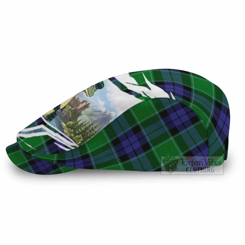 Haldane Tartan Loch Ness Monster Scottish Heritage Art Flat Cap, Jeff Cap