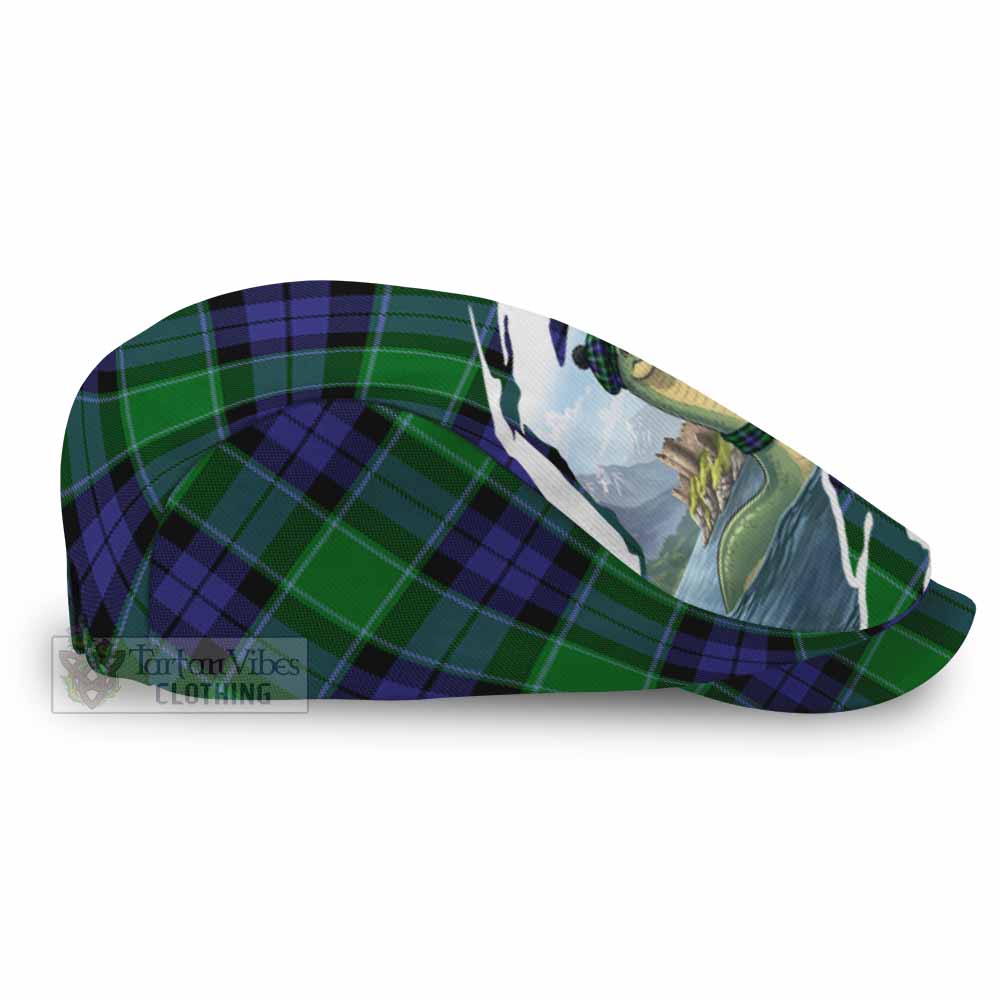 Haldane Tartan Loch Ness Monster Scottish Heritage Art Flat Cap, Jeff Cap