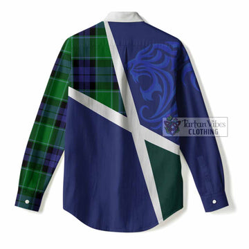 Haldane The Scottish Football Crest Women Casual Shirt Lion-Tartan Army