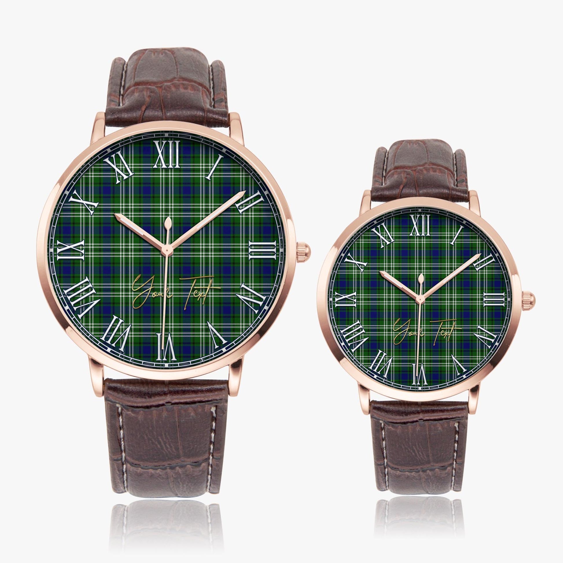 Haliburton Tartan Personalized Your Text Leather Trap Quartz Watch - Tartan Vibes Clothing