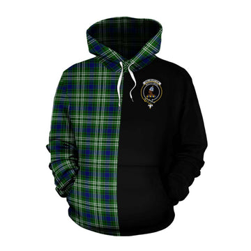 Haliburton Tartan Cotton Hoodie with Family Crest and Half Of Me Style Pullover Hoodie XS - Tartan Vibes Clothing