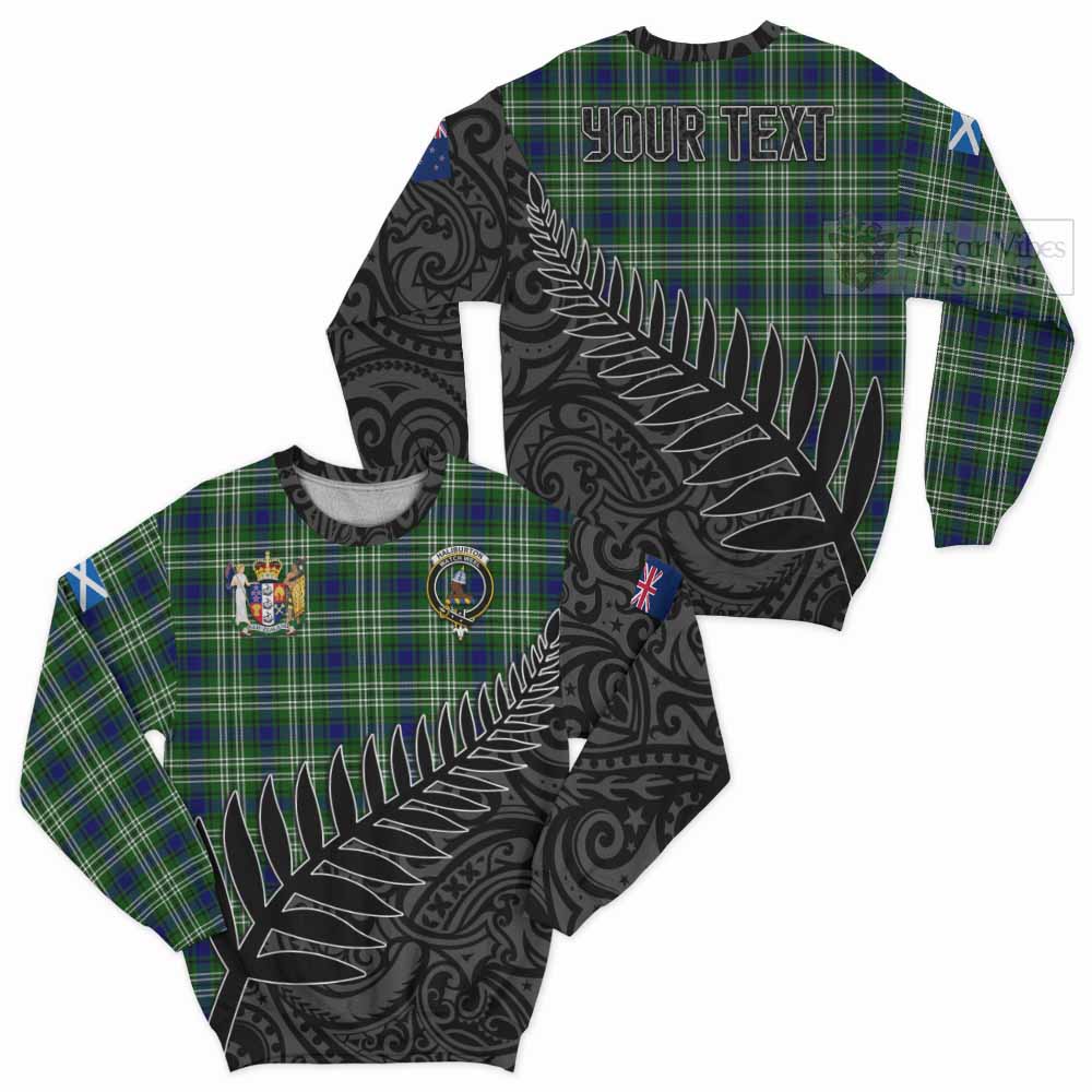 Haliburton Crest Tartan Sweatshirt with New Zealand Silver Fern Half Style Unisex - Tartan Vibes Clothing