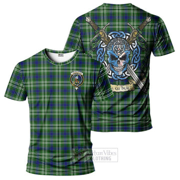 Haliburton Tartan T-Shirt with Family Crest Celtic Skull Style Kid's Shirt - Tartan Vibes Clothing