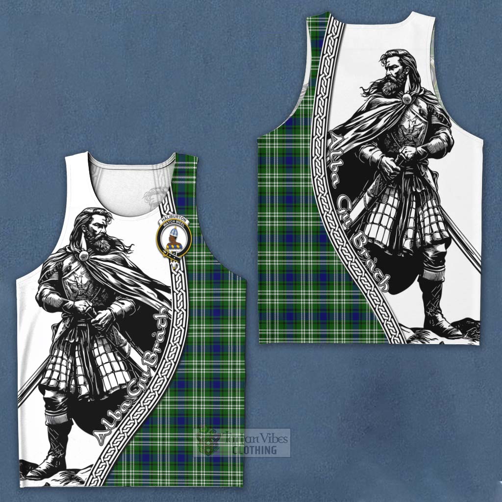 Haliburton Tartan Clan Crest Men's Tank Top with Highlander Warrior Celtic Style Men - Tartan Vibes Clothing