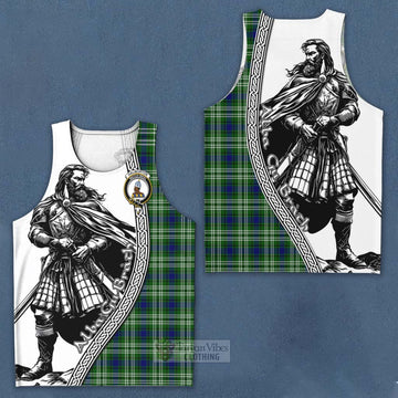 Haliburton Tartan Clan Crest Men's Tank Top with Highlander Warrior Celtic Style Men - Tartan Vibes Clothing