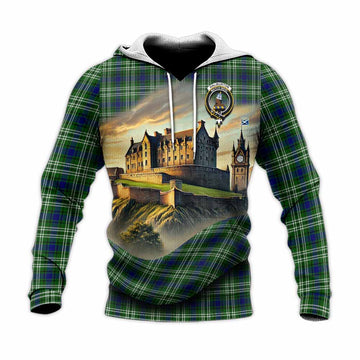 Haliburton Tartan Family Crest Knitted Hoodie with Scottish Ancient Castle Style Unisex Knitted Pullover Hoodie - Tartan Vibes Clothing