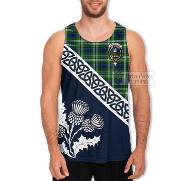 Haliburton Tartan Men's Tank Top Featuring Thistle and Scotland Map Men - Tartan Vibes Clothing