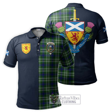 Haliburton Tartan Polo Shirt Alba with Scottish Lion Royal Arm Half Style Kid - Tartan Vibes Clothing