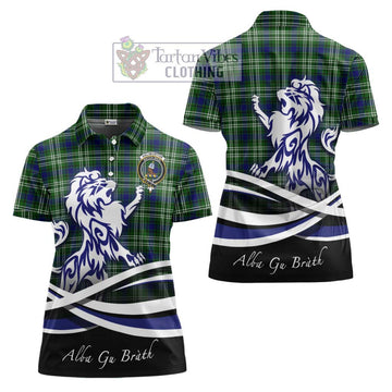Haliburton Tartan Women's Polo Shirt with Alba Gu Brath Regal Lion Emblem Women - Tartan Vibes Clothing