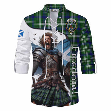 Haliburton Crest Tartan Ghillie Kilt Shirt Inspired by the Freedom of Scottish Warrior Men - Tartan Vibes Clothing