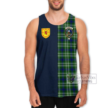 Haliburton Tartan Men's Tank Top Alba with Scottish Lion Royal Arm Half Style Men - Tartan Vibes Clothing