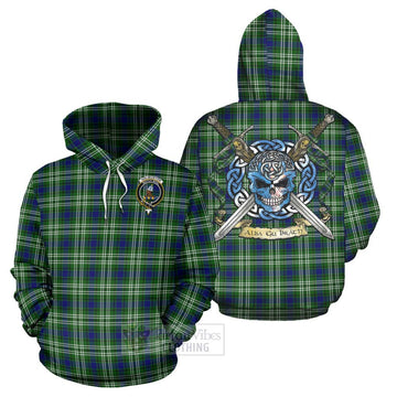 Haliburton Tartan Hoodie with Family Crest Celtic Skull Style Zip Hoodie - Tartan Vibes Clothing