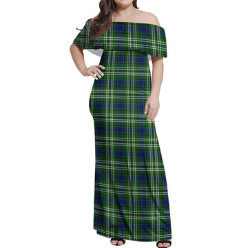 Haliburton Tartan Off Shoulder Long Dress Women's Dress - Tartan Vibes Clothing