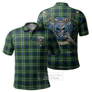 Haliburton Tartan Polo Shirt with Family Crest Celtic Skull Style Kid - Tartan Vibes Clothing