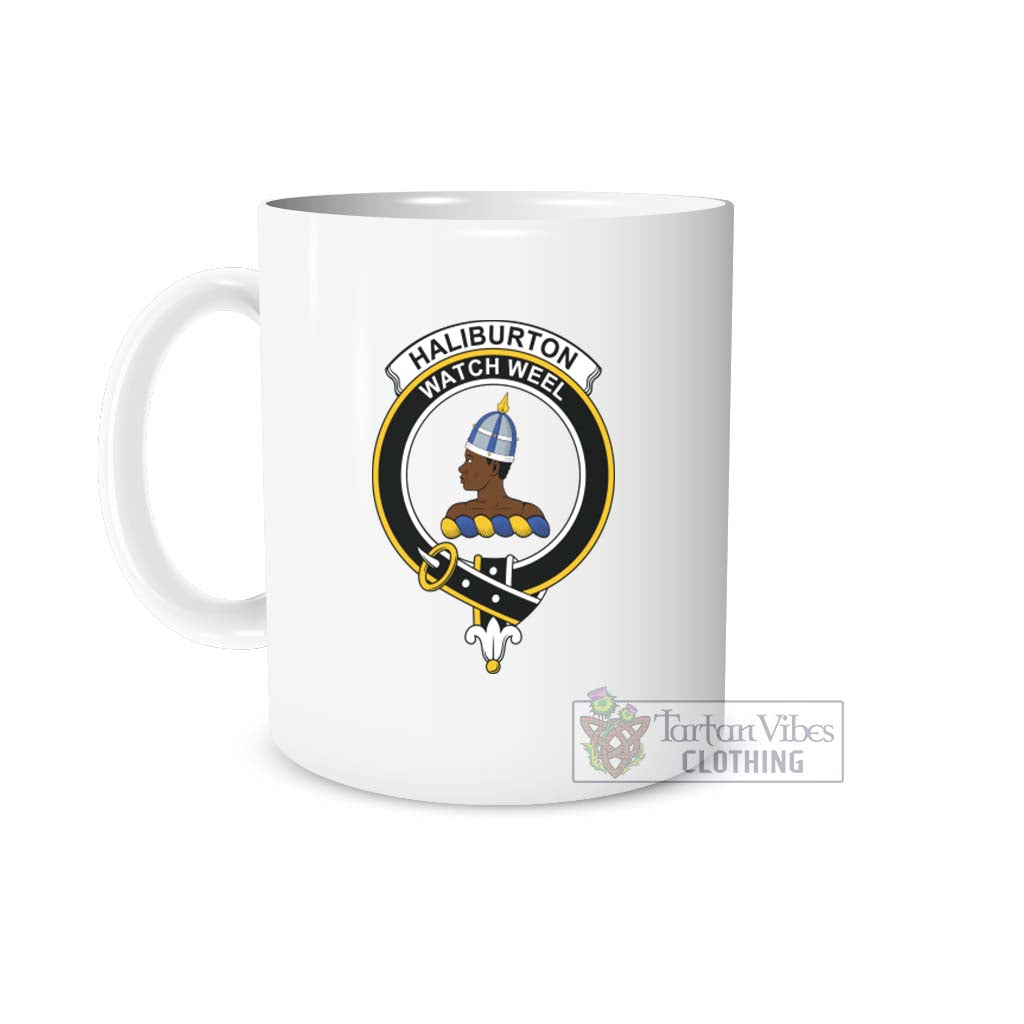 Haliburton Family Crest Ceramic Mug White - 2D-tartanvibesclothing