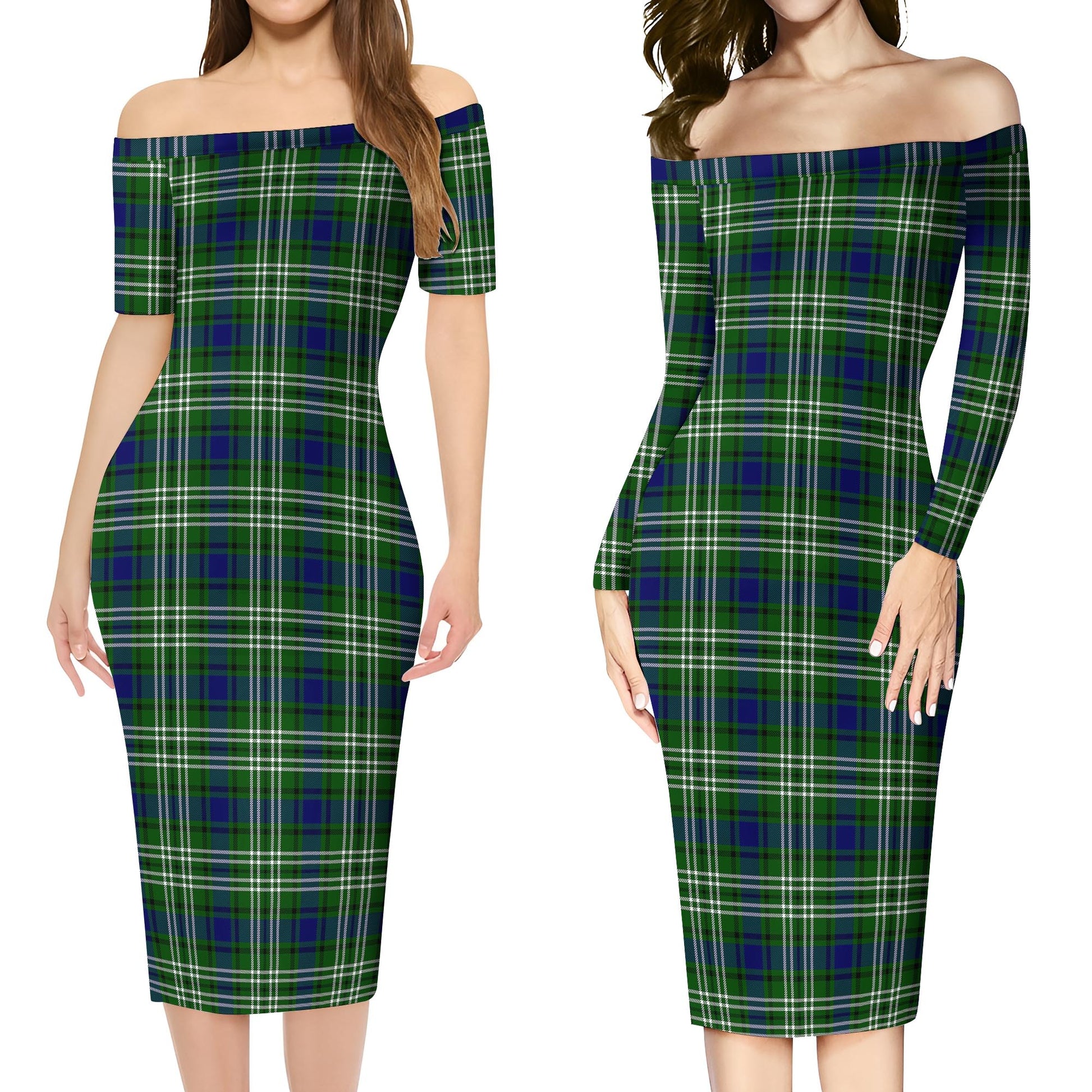 Haliburton Tartan Off Shoulder Lady Dress Women's Dress - Tartan Vibes Clothing