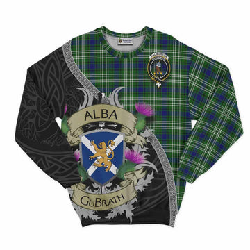 Haliburton Tartan Family Crest Sweatshirt Lion Rampant Royal Thistle Shield Celtic Inspired Unisex - Tartan Vibes Clothing